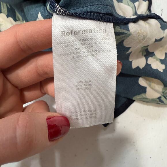 Reformation Navy Frankie Silk floral slip Dress Size 2 - Picture 6 of 9